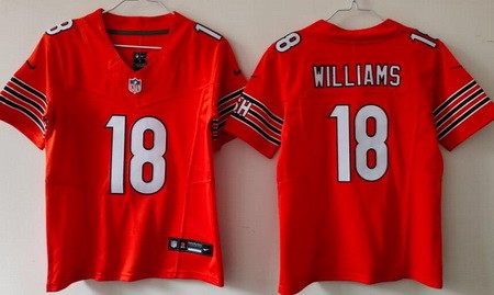 Women's Chicago Bears #18 Caleb Williams Limited Orange FUSE Vapor Jersey