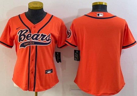 Women's Chicago Bears Blank Orange Baseball Jersey