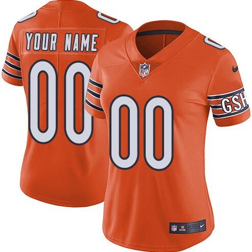 Women's Chicago Bears Customized Limited Orange Vapor Jersey