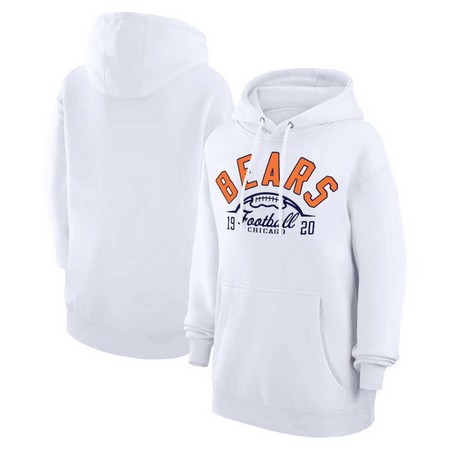 Women's Chicago Bears Starter White Half Ball Team Pullover Hoodie