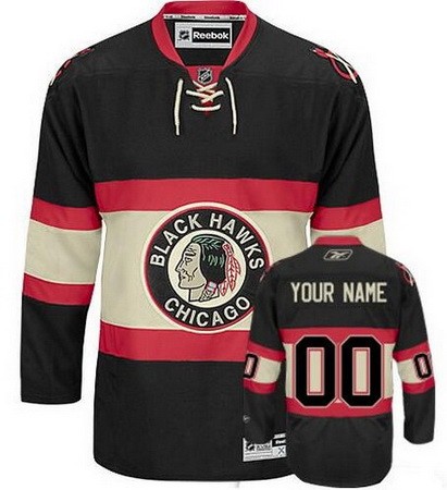 Women's Chicago Blackhawks Customized Black Alternate Reebok Authentic Jersey