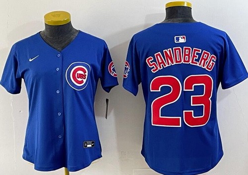 Women's Chicago Cubs #23 Ryne Sandberg Blue Limited Jersey