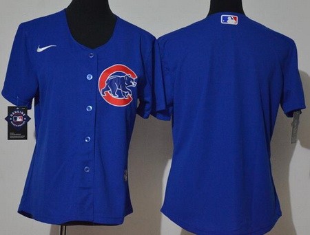 Women's Chicago Cubs Blank Blue Cool Base Jersey