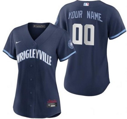 Women's Chicago Cubs Customized Navy 2022 City Connect Cool Base Jersey