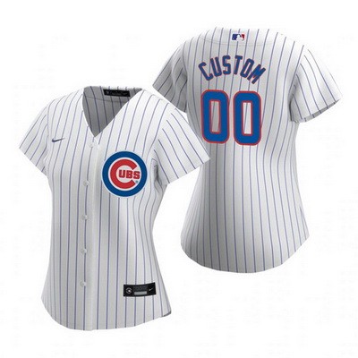 Women's Chicago Cubs Customized White Stripes 2020 Cool Base Jersey