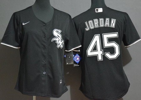 Women's Chicago White Sox #45 Michael Jordan Black Cool Base Jersey