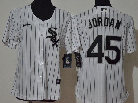 Women's Chicago White Sox #45 Michael Jordan White 2020 Cool Base Jersey