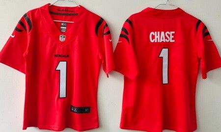 Women's Cincinnati Bengals #1 Ja'Marr Chase Limited Orange Vapor Jersey