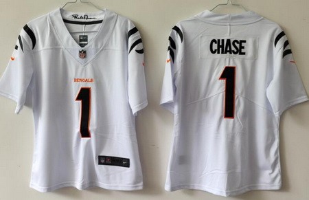 Women's Cincinnati Bengals #1 Ja'Marr Chase Limited White Vapor Jersey
