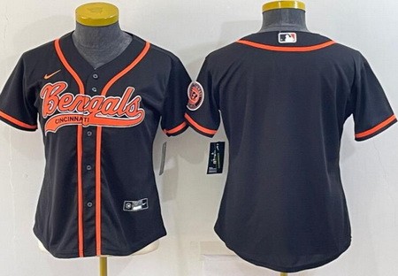 Women's Cincinnati Bengals Blank Black Baseball Jersey