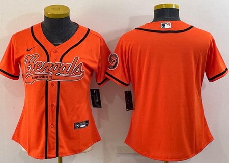 Women's Cincinnati Bengals Blank Orange Baseball Jersey