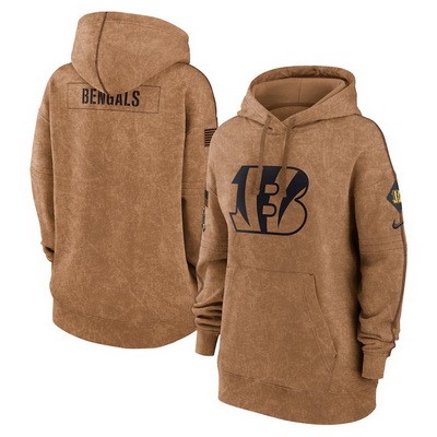 Women's Cincinnati Bengals Brown 2023 Salute to Service Pullover Hoodie