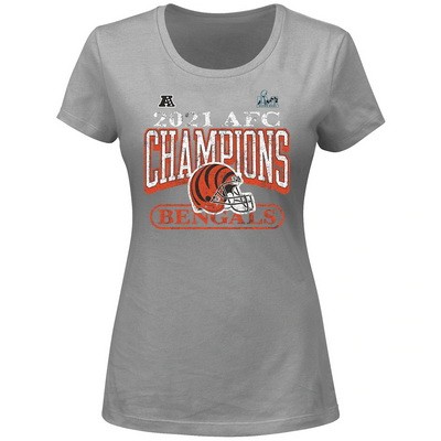Women's Cincinnati Bengals Gray 2021 AFC Champions Classic Play Scoop Neck T-Shirt