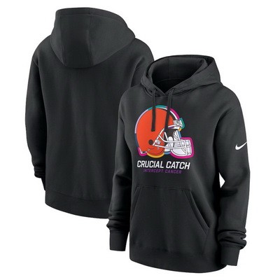 Women's Cleveland Browns Black 2024 Crucial Catch Club Pullover Hoodie