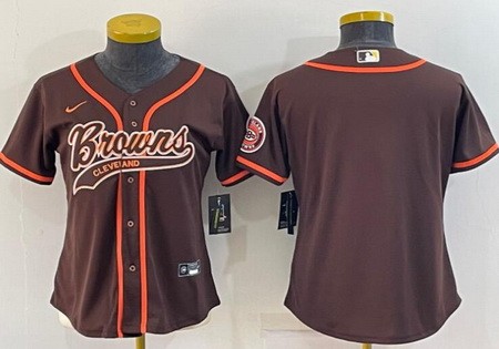 Women's Cleveland Browns Blank Brown Baseball Jersey