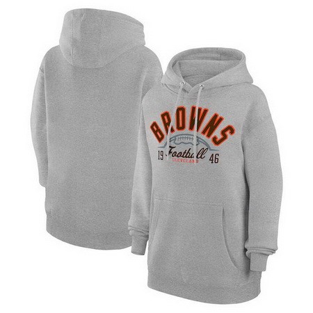 Women's Cleveland Browns Starter Gray Half Ball Team Pullover Hoodie