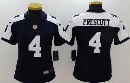 Women's Dallas Cowboys #4 Dak Prescott Limited Navy Thanksgiving Vapor Untouchable Jersey