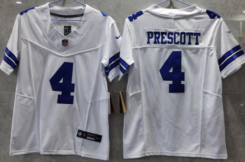 Women's Dallas Cowboys #4 Dak Prescott Limited White FUSE Vapor Jersey