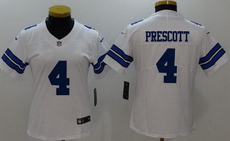 Women's Dallas Cowboys #4 Dak Prescott Limited White Vapor Untouchable Jersey