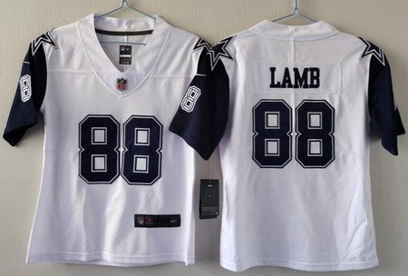 Women's Dallas Cowboys #88 CeeDee Lamb Limited White Throwback Vapor Jersey