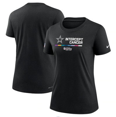 Women's Dallas Cowboys Black 2022 Crucial Catch Performance T Shirt