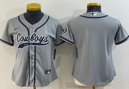 Women's Dallas Cowboys Blank Gray Baseball Jersey