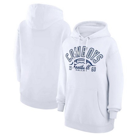 Women's Dallas Cowboys Starter White Half Ball Team Pullover Hoodie