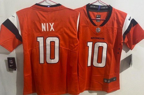 Women's Denver Broncos #10 Bo Nix Limited Orange Vapor Jersey