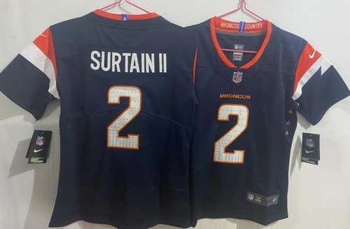 Women's Denver Broncos #2 Patrick Surtain II Limited Blue Vapor Jersey