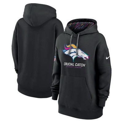 Women's Denver Broncos Black 2024 Crucial Catch Club Pullover Hoodie