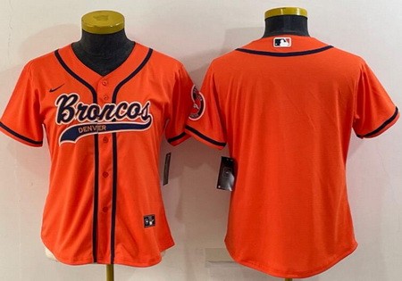 Women's Denver Broncos Blank Orange Baseball Jersey