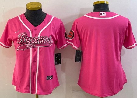 Women's Denver Broncos Blank Pink Baseball Jersey