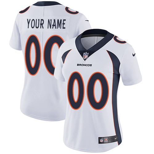 Women's Denver Broncos Customized Limited White Vapor Untouchable Jersey