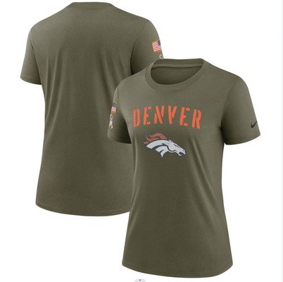 Women's Denver Broncos Olive 2022 Salute To Service Legend T Shirt