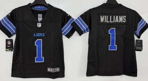 Women's Detroit Lions #1 Jameson Williams Limited Black Vapor Jersey
