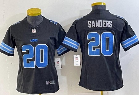 Women's Detroit Lions #20 Barry Sanders Limited Black 2024 FUSE Vapor Jersey
