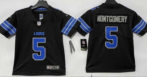 Women's Detroit Lions #5 David Montgomery Limited Black Vapor Jersey