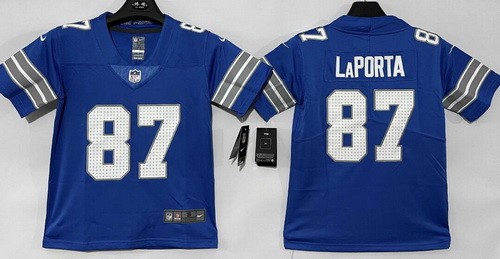Women's Detroit Lions #87 Sam Laporta Limited Blue Vapor Jersey