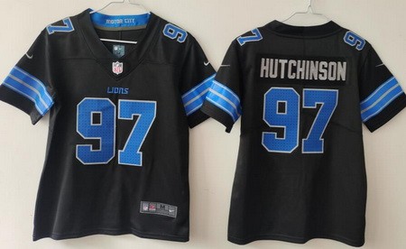 Women's Detroit Lions #97 Aidan Hutchinson Limited Black 2024 Vapor Jersey