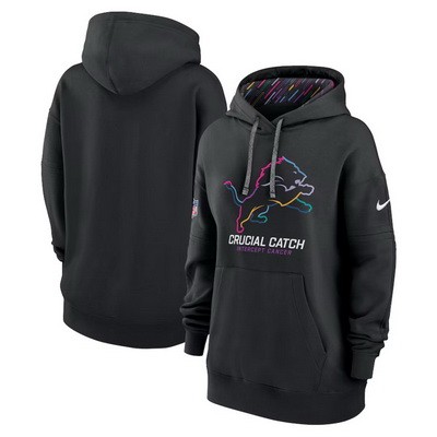 Women's Detroit Lions Black 2024 Crucial Catch Club Pullover Hoodie