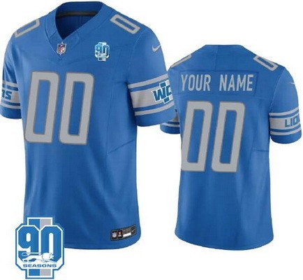 Women's Detroit Lions Customized Limited Blue 90th Season FUSE Vapor Jersey