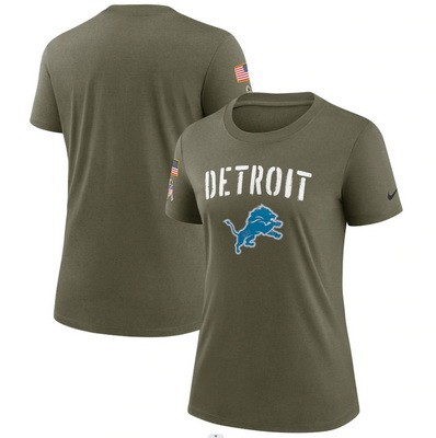 Women's Detroit Lions Olive 2022 Salute To Service Legend T Shirt