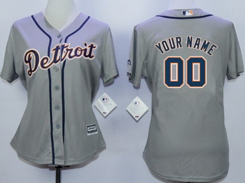 Women's Detroit Tigers Customized Grey Cool Base Jersey