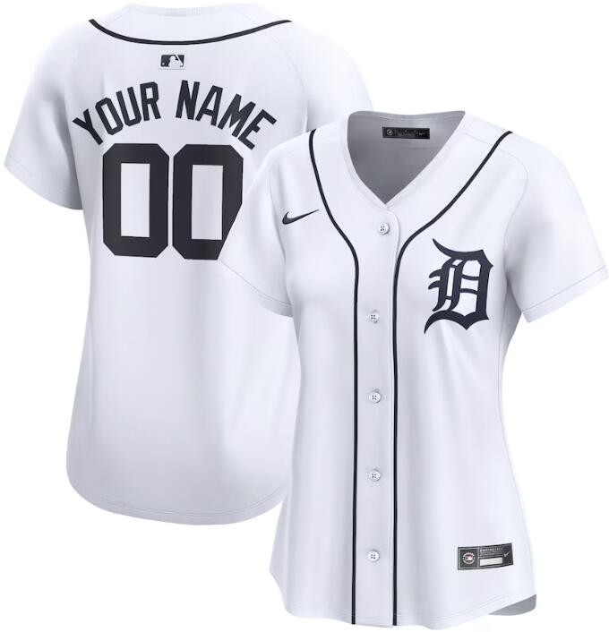 Women's Detroit Tigers Customized White Limited Jersey