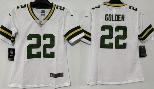 Women's Green Bay Packers #22 Matthew Golden Limited White Vapor Jersey