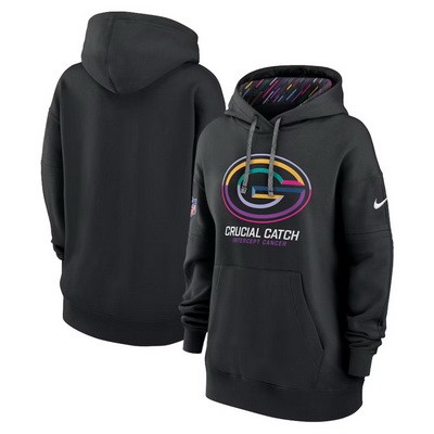 Women's Green Bay Packers Black 2024 Crucial Catch Club Pullover Hoodie