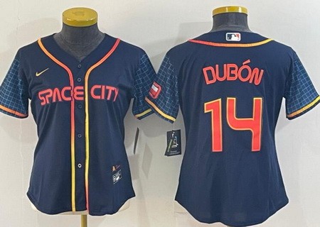 Women's Houston Astros #14 Mauricio Dubon Navy City Cool Base Jersey