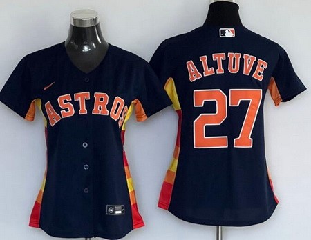 Women's Houston Astros #27 Jose Altuve Navy Cool Base Jersey