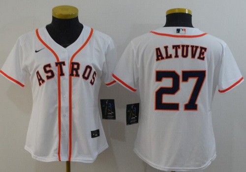 Women's Houston Astros #27 Jose Altuve White 2020 Cool Base Jersey