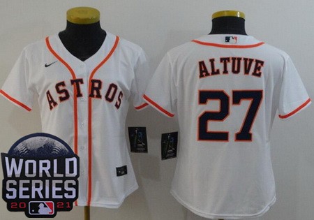 Women's Houston Astros #27 Jose Altuve White 2021 World Series Cool Base Jersey